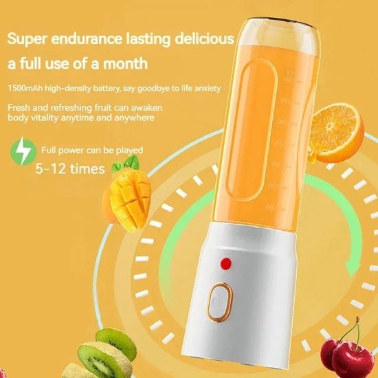 Jurrys Smoothie mixer - Draadloos - Draagbaar - Blender - Fruitpers - Elektrische - USB - Machine - Keuken - Compact van Jurrys — afbeelding 4