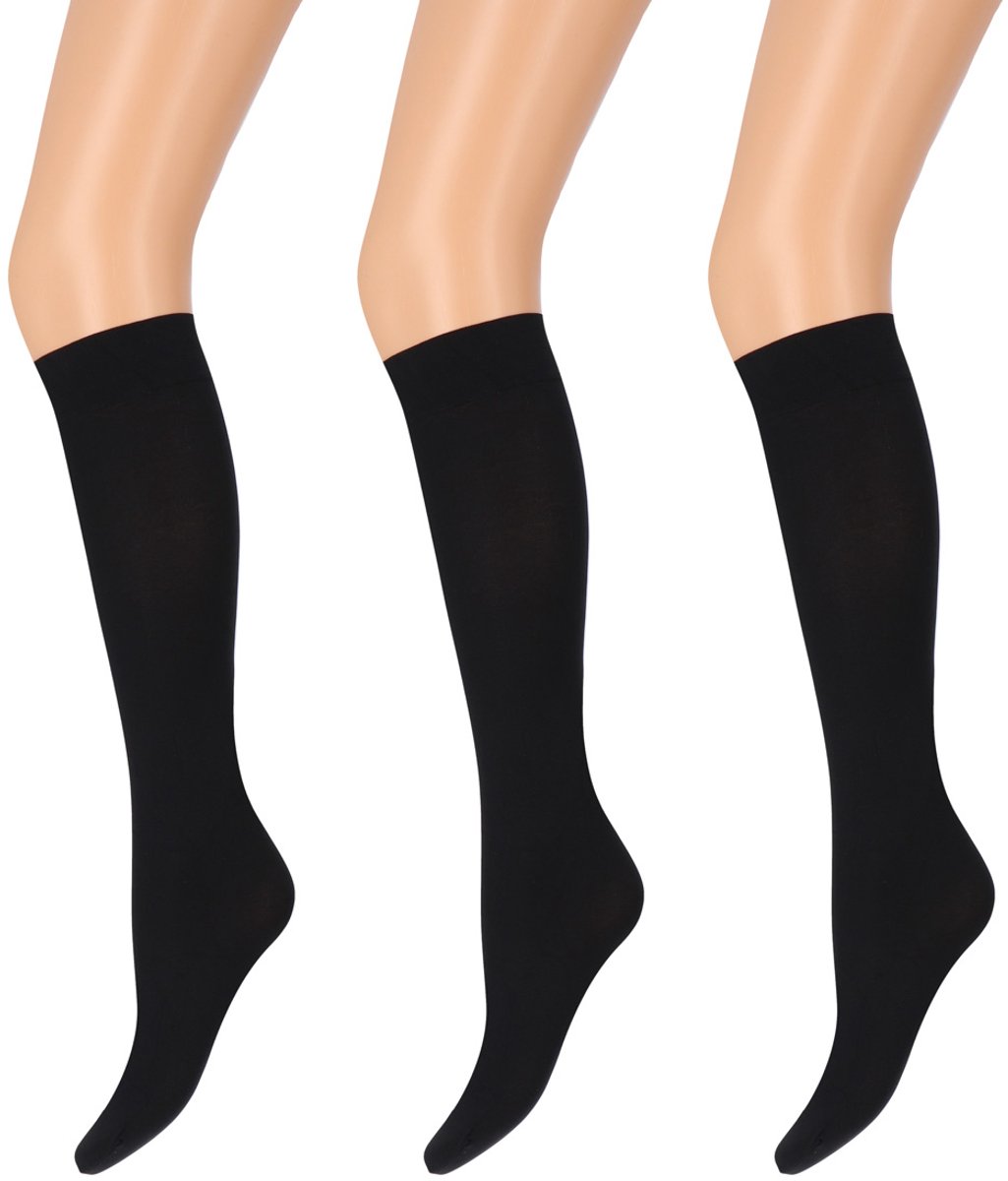 Marianne - Dames Kneehighs Panty - 60Den - 3-Pack - Maat One Size - Zwart