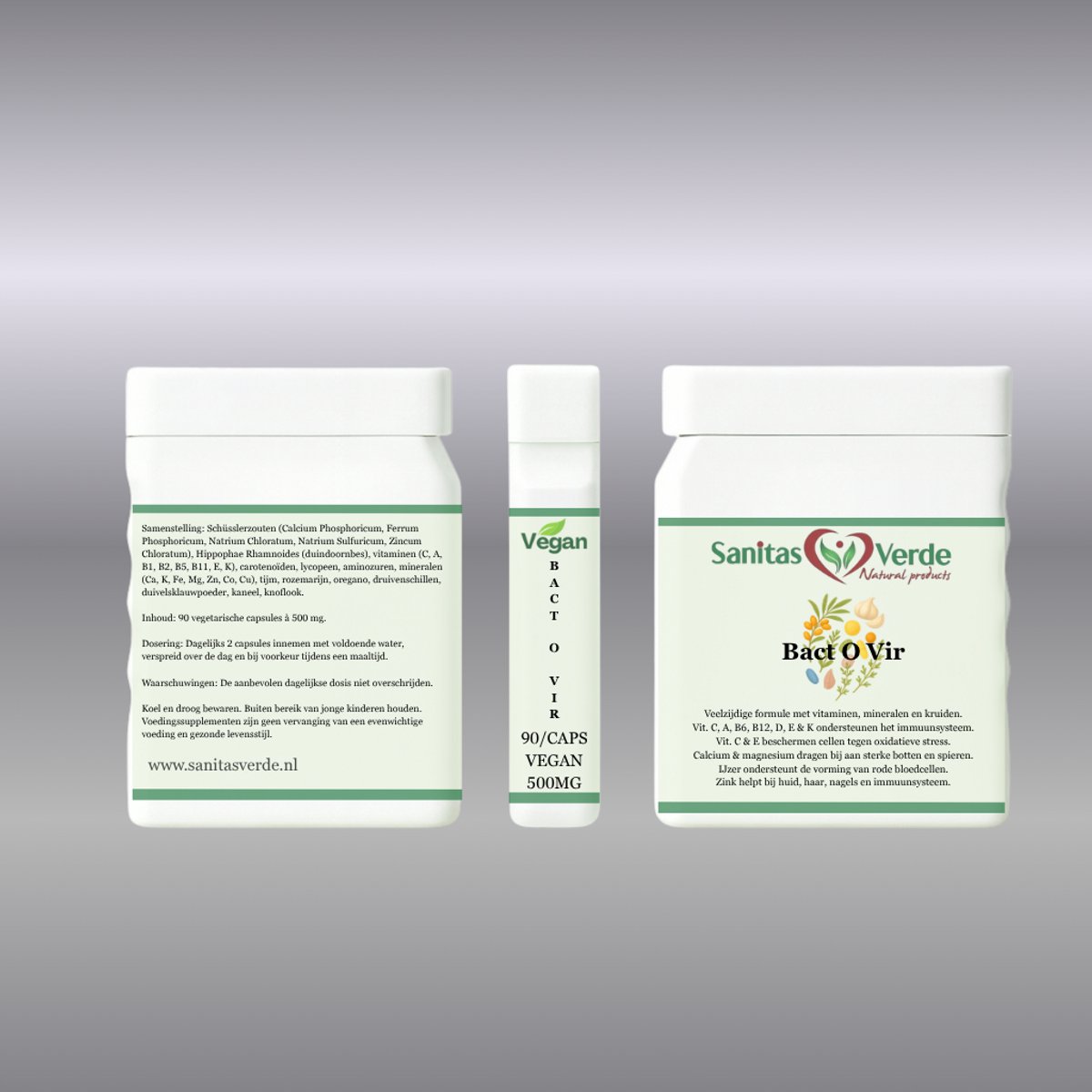 Sanitas Verde Bact-O-Vir Immuunsysteem Kruidencomplex Schüssler Zouten 90 Vegan Capsules