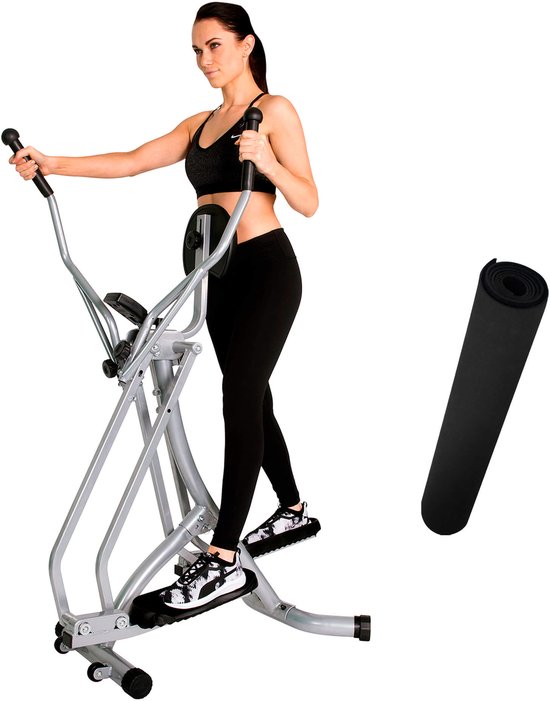 Christopeit Crosstrainer Walker opvouwbaar voor thuisgebruik + beschermmat - LCD - 100 kg
