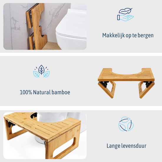 RayLove Houten toiletkruk, wc-kruk voor volwassenen, toiletkruk van