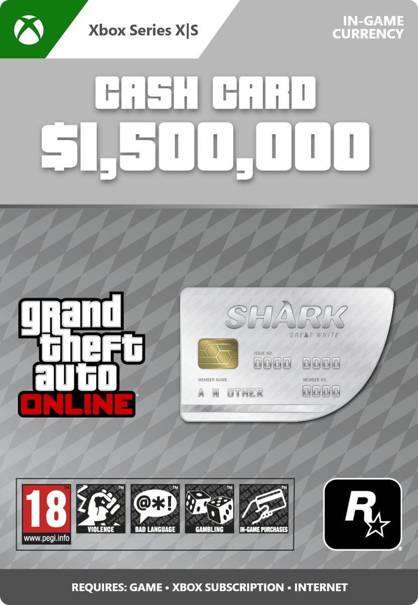 GTA Online: Great White Shark Cash Card $ 1.500.000 - Xbox Series X|S Download