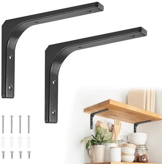 Verstelbare Hoekhouders - 6 Stuks - L-vormig - 101x60x30 Mm - Dikte 3 Mm - Q235 IJzer - Zwart - Max. 15 Kg Per Hoek - Voor Meubels & Planken