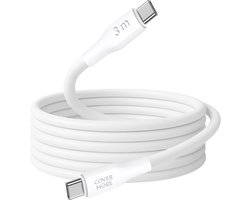 Oplaadkabel geschikt voor Samsung a53, a56, smartphone, tablet - Usb C kabel kort - Usb C naar usb C - Snelladen - Super fast charging - 3 meter - Lang - Wit