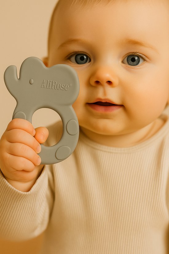 AliRose - Siliconen Bijtring - Olifant - Teether - Dieren Collectie - BPA / PFAS vrij - 100% Siliconen - Baby - Speelgoed - Kind - BabyShower - Cadeau - Hypoallergene - Elephant - Flexible Bijtring - Tandverzachtend - Verkoelend - Mint