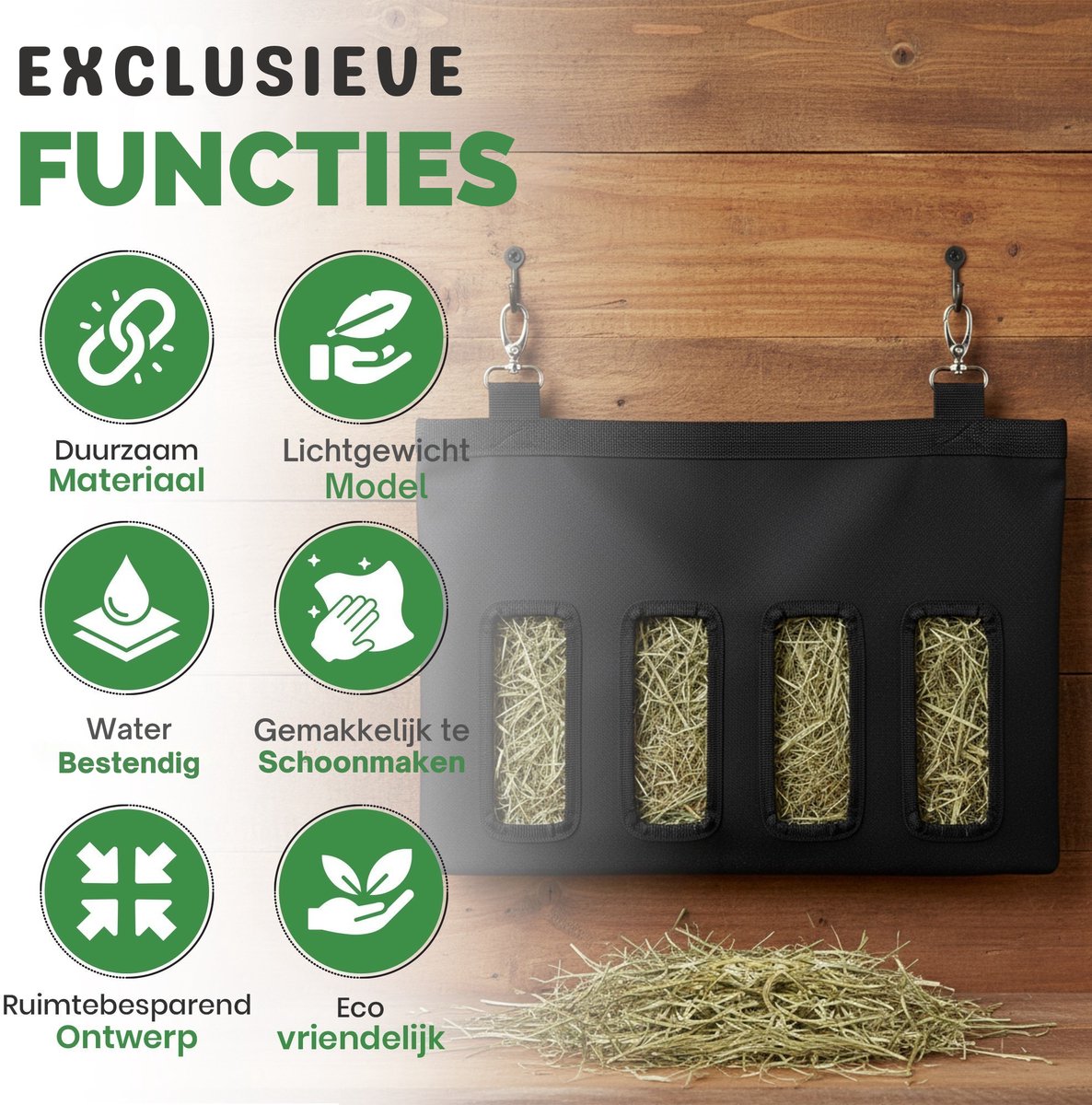 VOSS.farming hooizak, zwart - hooitas voor ca. 5 kg hooi, ideaal voor
