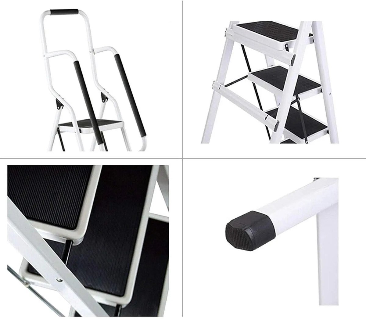 Milova Ladder - Keukentrapje - 4 treden met leuning - Vouwladder - Huishoudtrap - Anti slip – foto 5