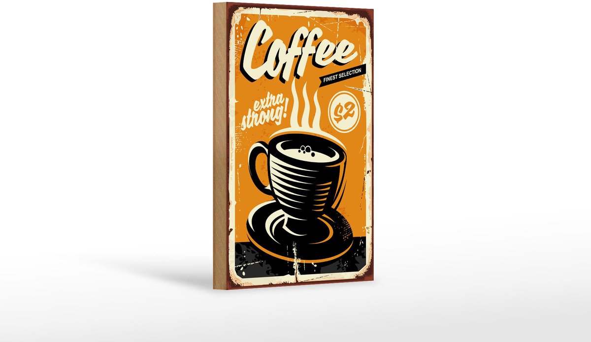 Holzschild Retro 12x18cm extra strong Coffee Kaffee