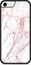 iPhone 8 Hardcase hoesje White Pink Marble - Designed by Cazy