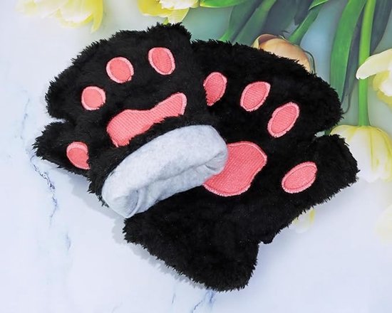 Temeemeg Kattenpoot-handschoenen 1 paar pluche harige poten wanten