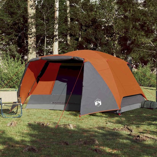 vidaXL Tent - 4 persoons - Waterdicht - Oranje Kampeertent - Bungalowtent - Tent - Outdoorleven - Vakantiehuisje van Vidaxl — afbeelding 3