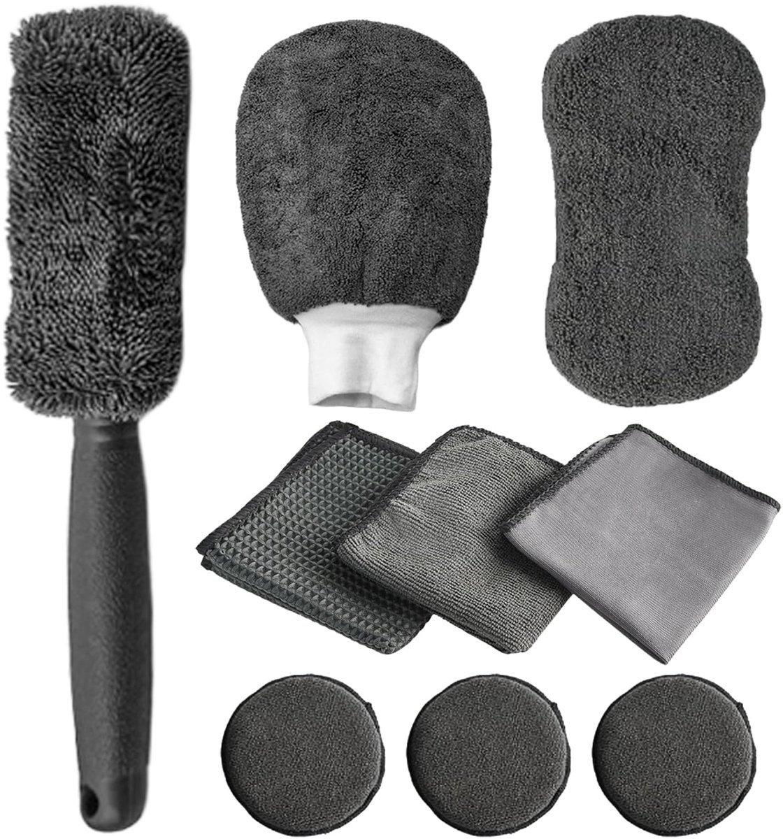 Unyqoos® Complete 9-delige autoreinigingsset voor binnen- en buitengebruik met accessoires