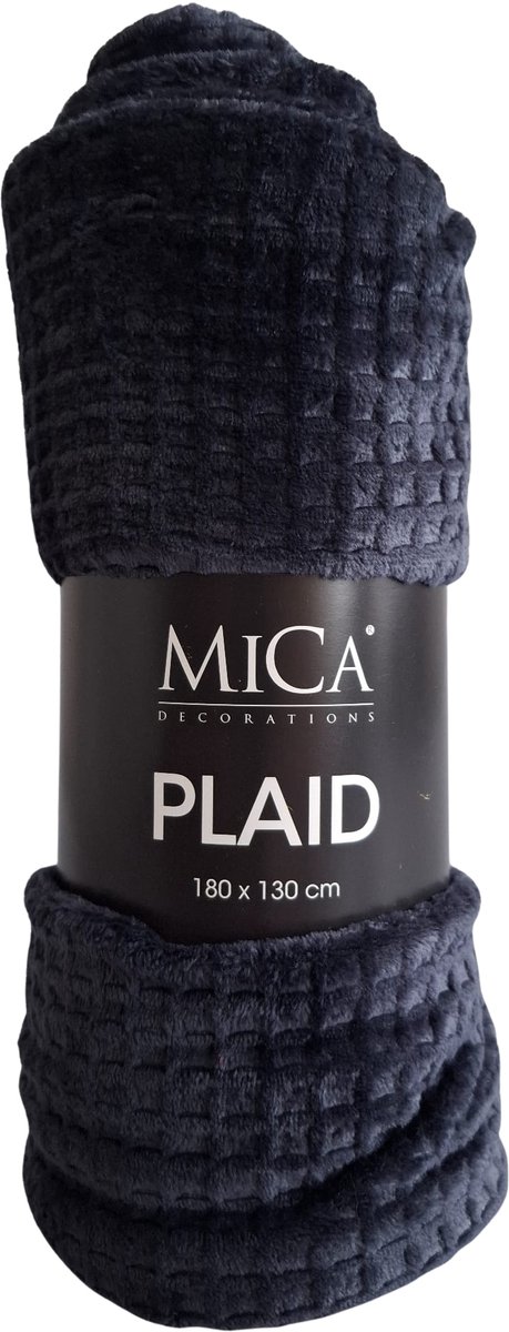Mica Joanne Fleece Plaid 180x130 cm – Zacht Woondeken – Donkerblauw