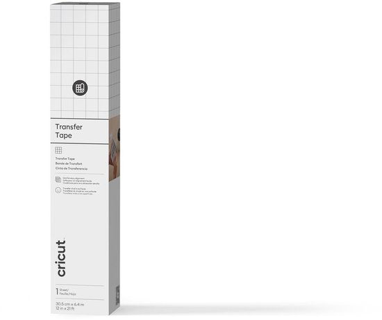 Rouleau de transfert Cricut avec motif quadrillé et logo.