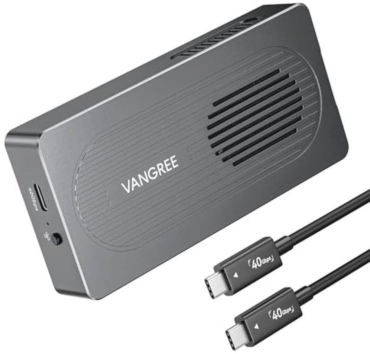 Externe M.2 NVMe SSD-behuizing met dubbele chip en koelventilator