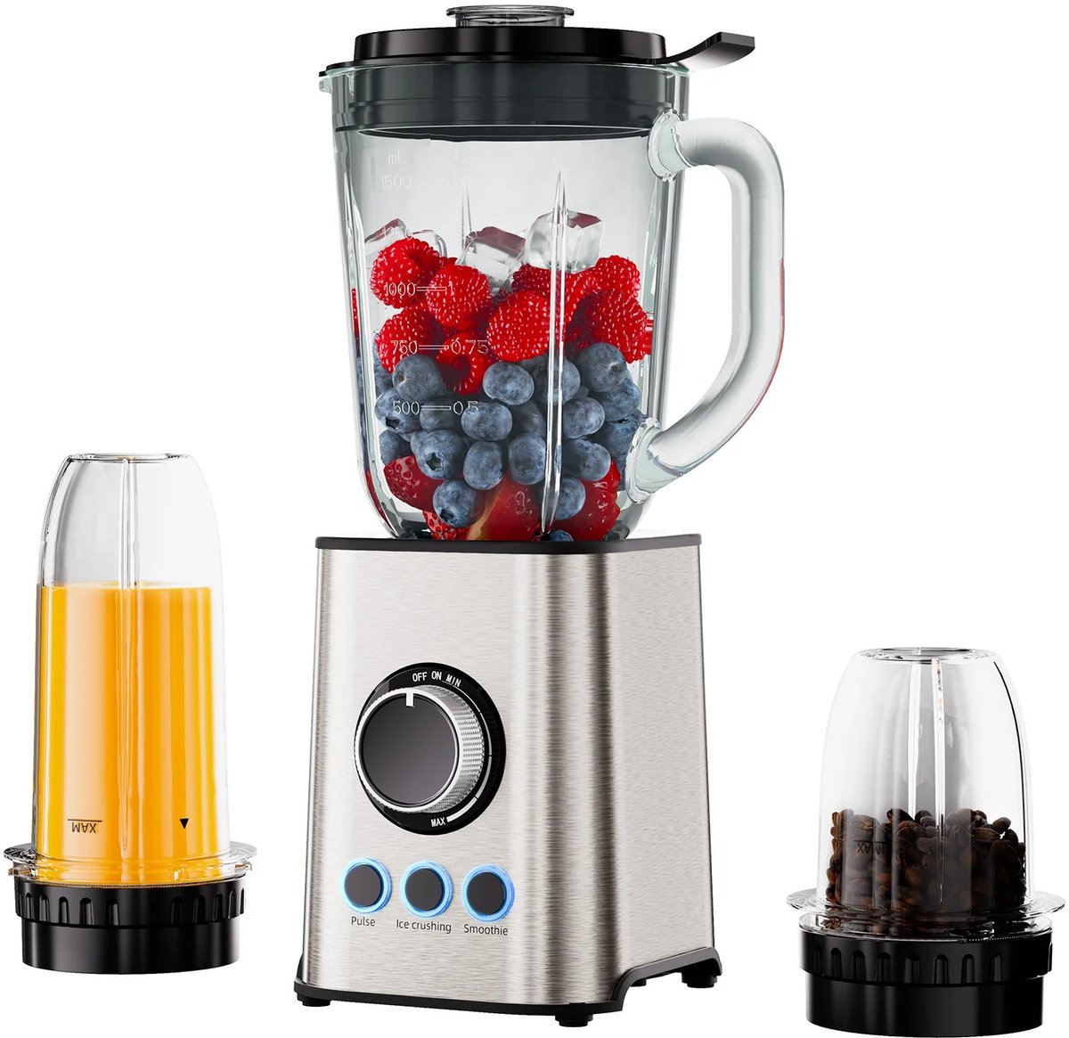 ACEP 3 in 1 Smoothiemaker - Blender - 1300W - smoothie maker - ICE Crusher - 1.5L - RVS - Staafmixer - Krachtige Blenders
