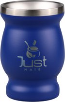 Gourde Just Maté avec Bombilla - Tasse Yerba Mate moderne - Acier inoxydable à double paroi - Gardez votre boisson chaude ou froide pendant 2 heures - Set de 3 pièces (Blauw)