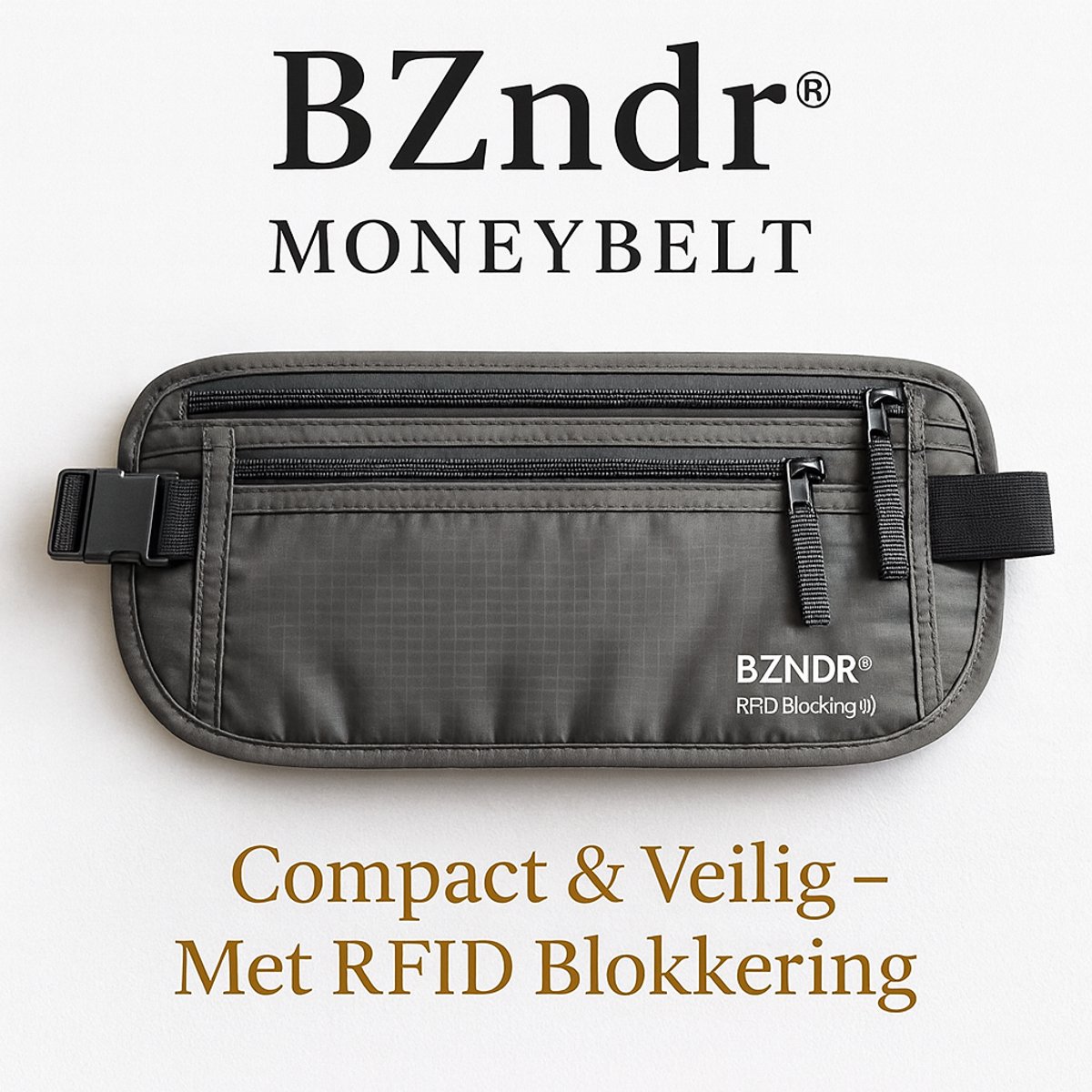 BZNDR® Moneybelt - Luxe Reisportemonnee - Spatwaterbestendig & Unisex - Geldriem - Heuptasje - Buideltasje - Ruim formaat - One Size Fits All