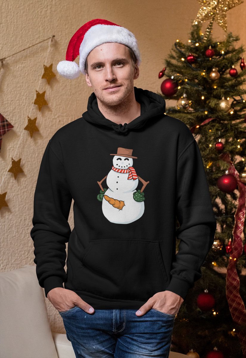 Cheeky Snowman - Kersttrui - Kerst Trui Zwart - Grappig Kersttrui - Maat M - Limited Edition