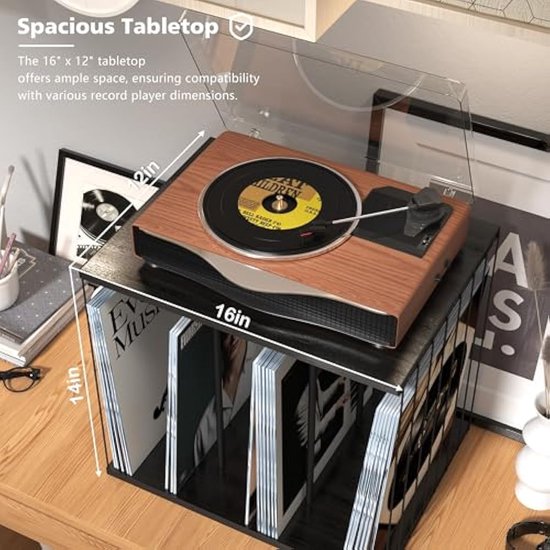Lp Box Hout Vinyl Opbergbox – Houten LP Standaard Met 3 Vakken – Voor 100 Albums ...