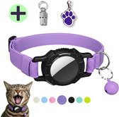 Croc-Cat® AirTag Kattenhalsband, accessoire compatibel met Apple AirTag, halsband met veiligheidsgesp tegen verstikking voor kittens, katten en kleine honden. GPS kat AirTag niet inbegrepen! Rood