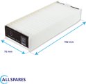 Wit filter met afmetingen 192x75mm, met 'AS-AZKF8035' en Allspares logo.
