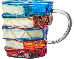 Glazen thee mok of koffiemok 190ml - handgemaakt voor studenten boekenwurmen accountants geschikt als verjaardagsgeschenk, kerstgeschenk, sinterklaascadeau - multicolor