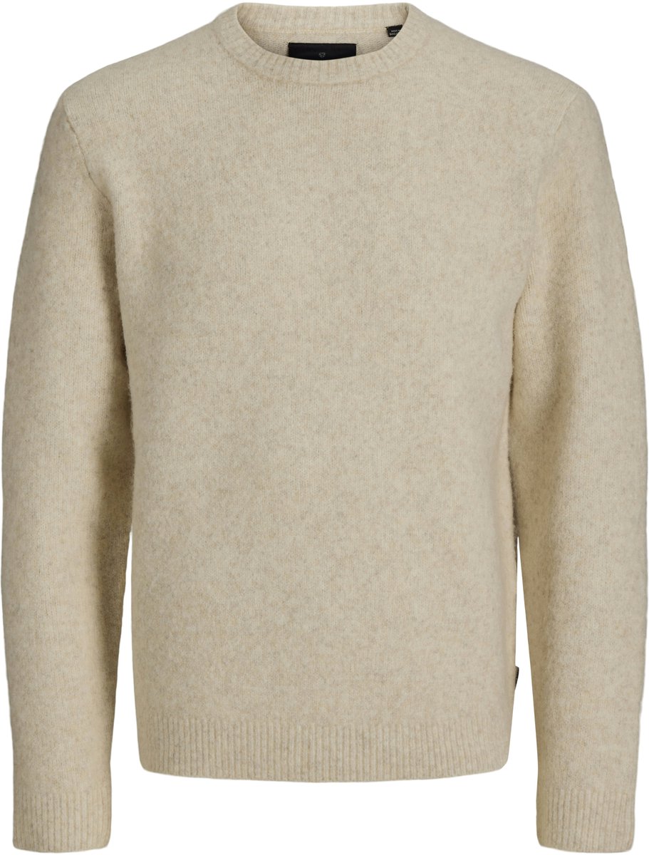 JACK & JONES Simon souffle knit crew neck slim fit - heren pullover wolmengsel met O-hals - beige (ancient scroll solid)