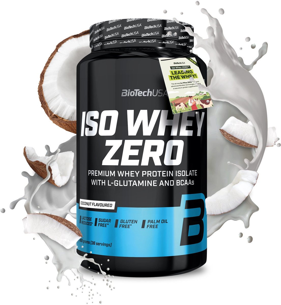 BioTechUSA Iso Whey Zero | Premium wei-eiwitisolaat | Grasgevoerd | Enzymvrij | Suiker- en glutenvrij, 908 g, Kokosnoot