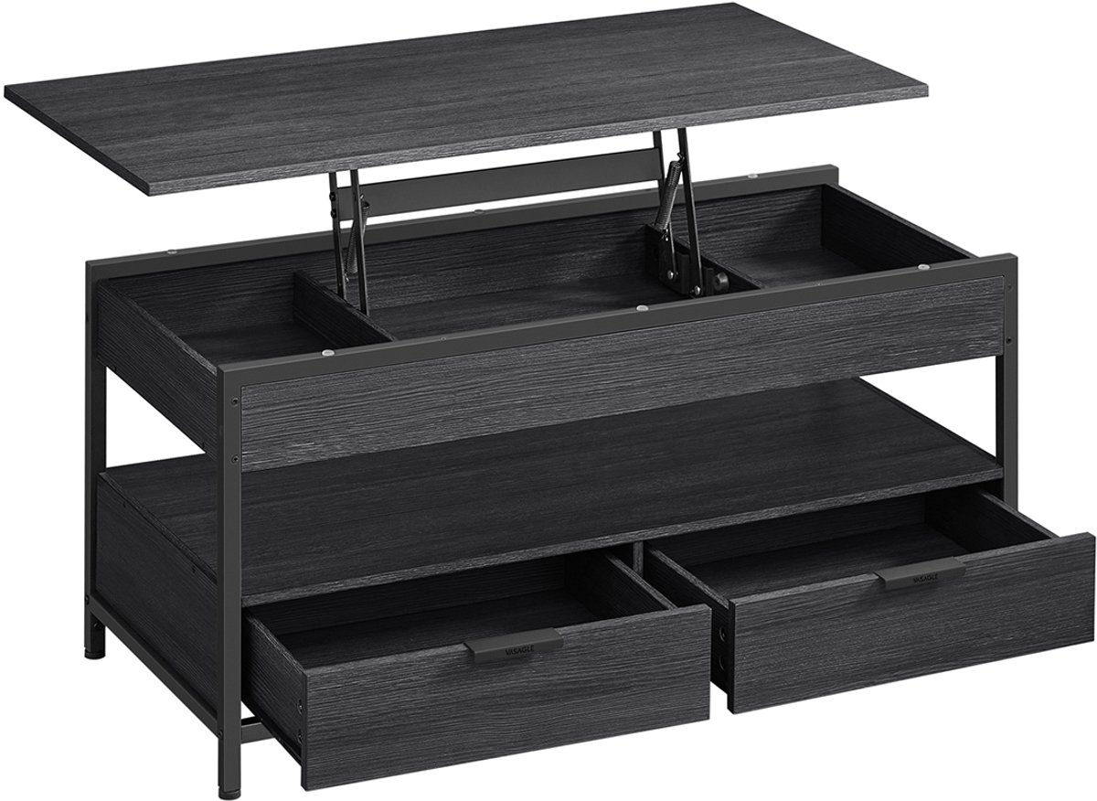 Songmics Salontafel – Met open vak – Antracietgrijs/Inktzwart