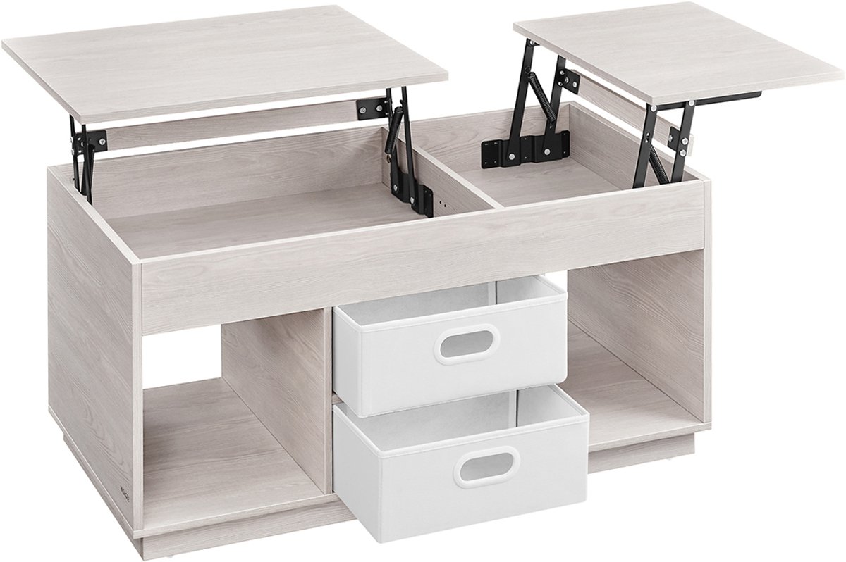 Salontafel – 2 lades en vakken – Havermoutbeige