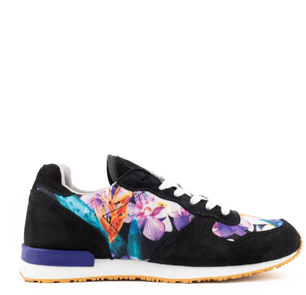 Inkkas Caladium dames sneaker – comfortabele kleurrijke sneaker met tropische print – groen/turquoise/oranje/paars, maat 38