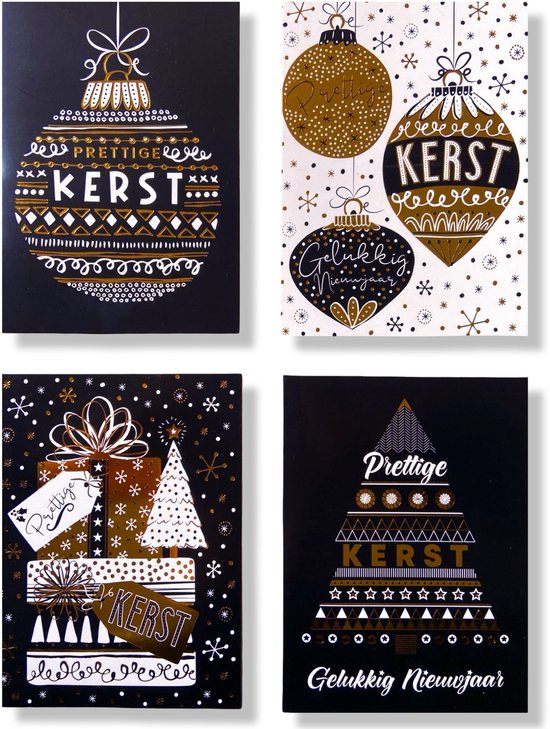 24 Cartes de Noël et Nouvel An de Luxe avec Stylo - 15x11cm - Cartes en Aluminium Pliées avec Enveloppes