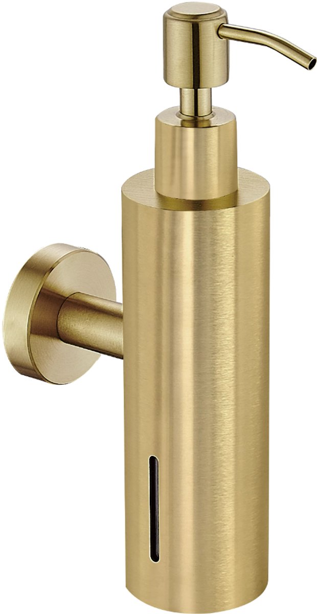 Zeepdispenser Goud - 250ml - Zeeppompje - Zeeppomp - Wandmontage - Hangend - RVS - Geborsteld Goud