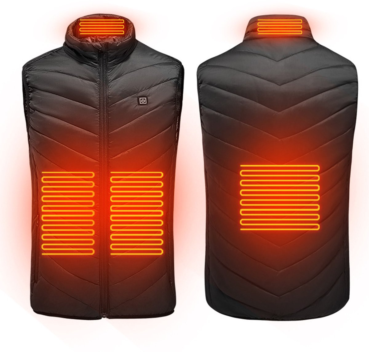 Verwarmd Vest Powerbank niet inbegrepen Usb-Verwarmde Jas Verwarmd Vest Voor Mannen En Vrouwen Wintervest Elektrische Warmte Met 11 Temperatuurinstellingen Verwarmde Jas Wasbare Kleding Geschikt Voor Buiten Motorrijden Zwart