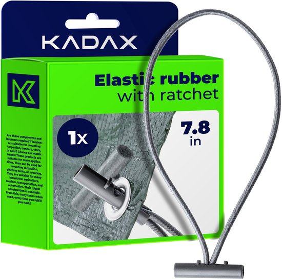 KADAX Dekzeilhouder, weerbestendige zeilspanner, zeilrubber, expanderlussen, spanrubbers voor tenten, zeilen, trampolines, caravans (grijs/20 cm/vergrendelingen/1 stuk)