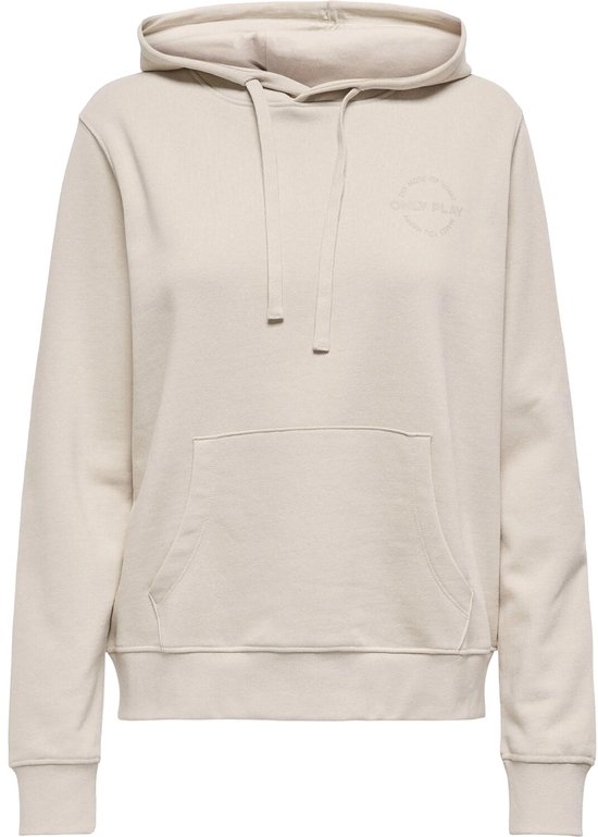 Lichtbruine Only Play hoodie met opdruk en kangoeroezak.