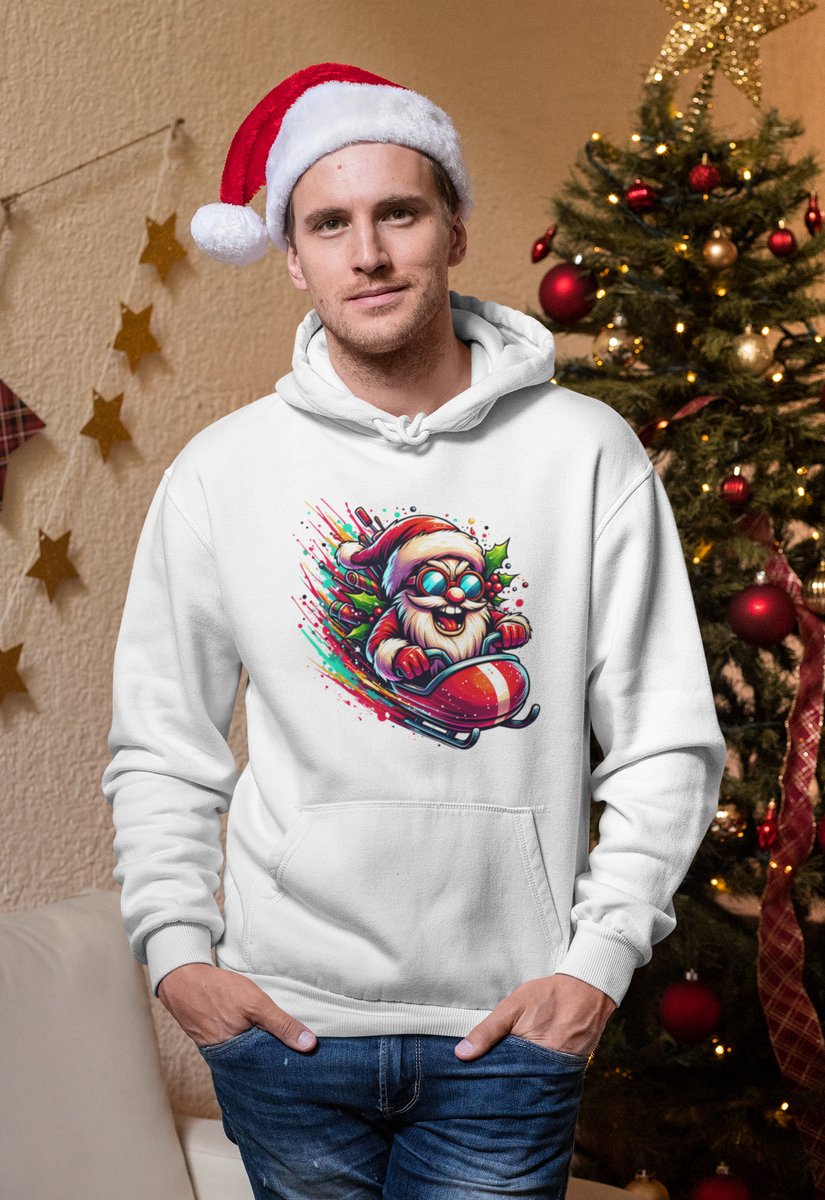 Turbo Santa Santa - Kersttrui - Kerst Trui Wit - Grappig Kersttrui - Maat L - Limited Edition