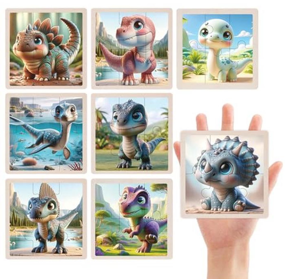 Houten Dinosaurus Puzzels voor Kinderen 3-6 Jaar - Educatief Speelgoed en Cadeau