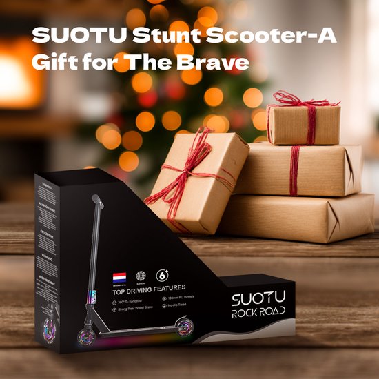 Suotu Stuntstep - Step - Kinderstep - Silent axle - Speelgoed Jongens/Meisjes - Maximale stuurhoogte: 78 cm - Aluminium - Zwart/NEO