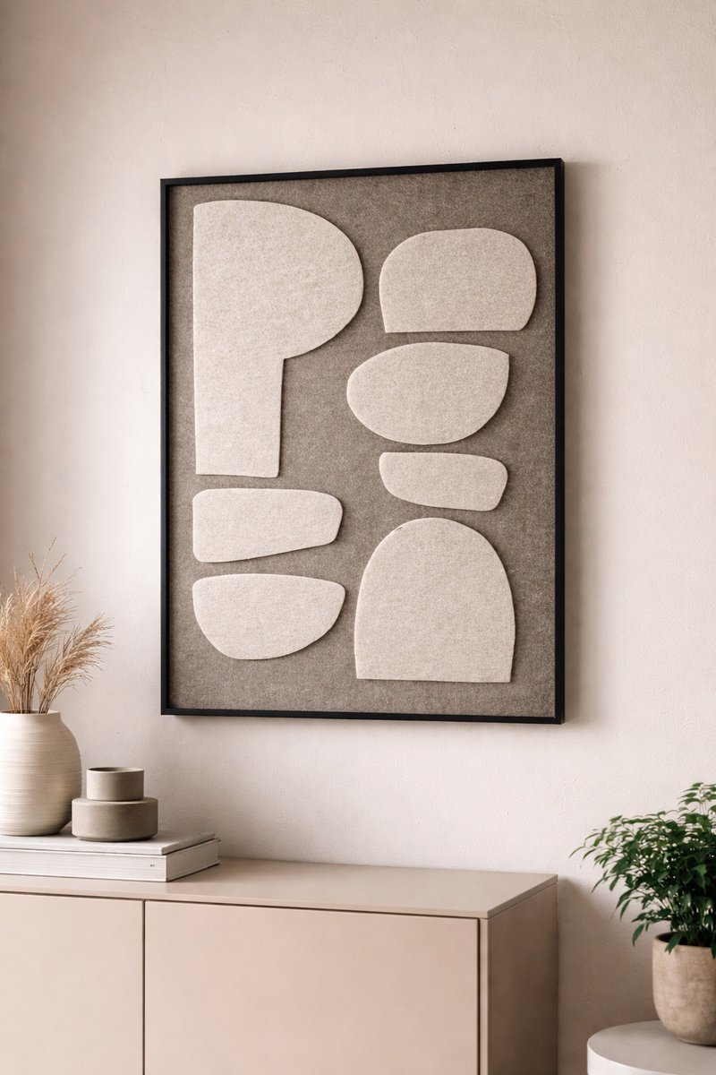 Vilt Schilderij – Wanddecoratie Paneel van Vilt | Moderne Kunst voor Woonkamer, Hal of Slaapkamer 50x70cm