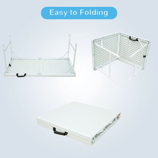 Campingtafels 124.97 cm - Opklapbare Tafel Met Verstelbare Hoogte - Voor Binnen En Buiten - Metaal - Wit — afbeelding 2