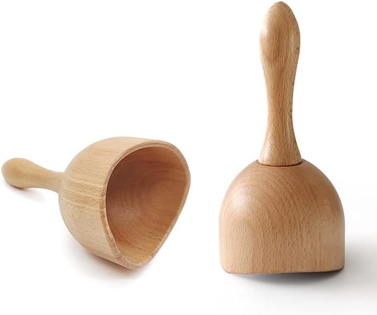 Set van 2 Houten Handmassage Cups voor Lichaam en Rug - Gua Sha en Cupping Set