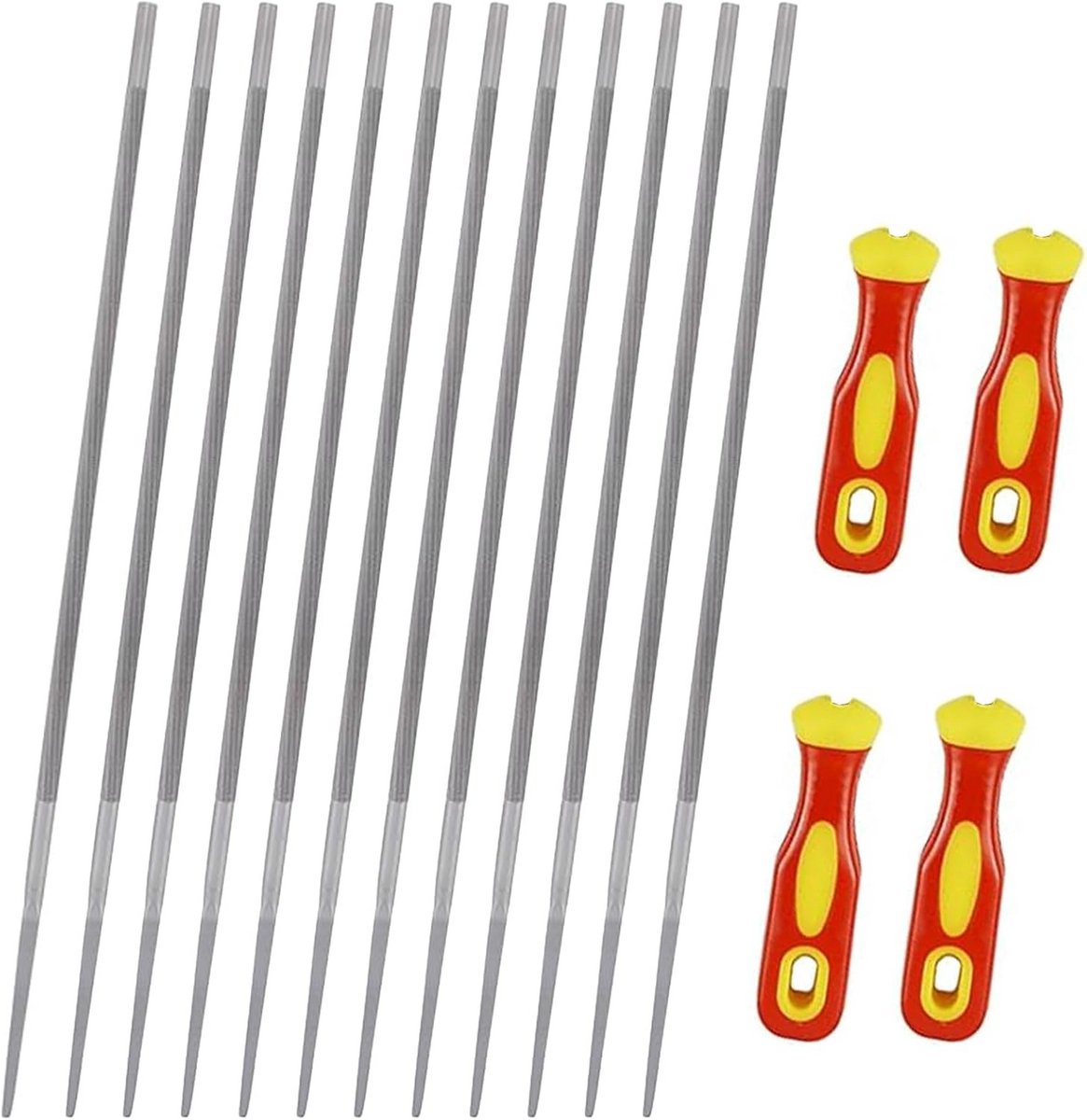 12 Stuks Ronde Vijlen voor Kettingzagen 4mm - Slijp- en Onderhoudsset voor Kettingen en Grasmaaiers