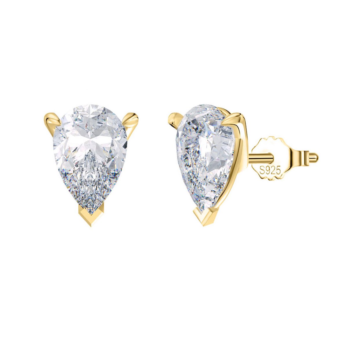 Titanix Oorbellen Dames – 1 Karaat peer Moissanite met GRA-Certificaat (Diamant Alternatief) - 925 Sterling Zilver, 18k Goudverguld – Luxe peer Klauw Oorbellen