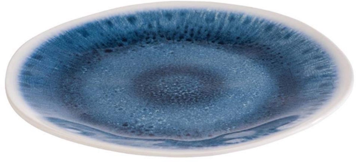 Rond Serviesbord Melamine Blauw/Wit Ø 26,5 cm - Ideaal voor Buiteneten