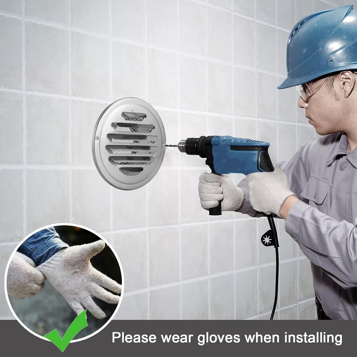 Set van 6 Ventilatieroosters RVS 80mm Rond - Weerbestendig met Insektengaas