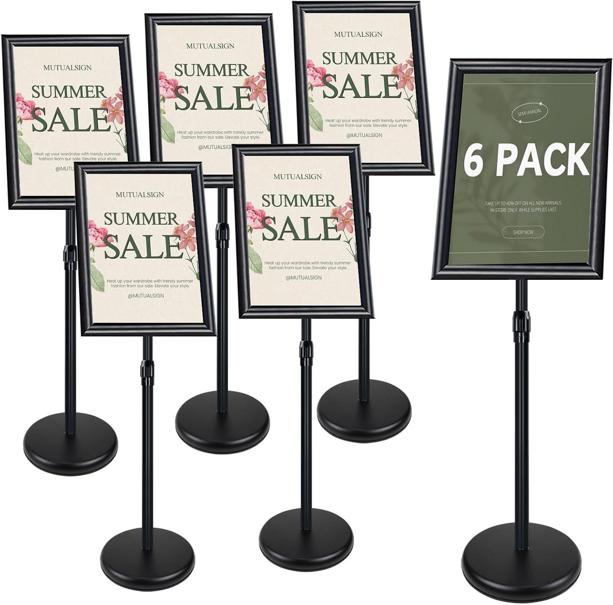 In hoogte verstelbare A3/A4 posterstandaard 6-pack aluminium presentatiestandaard
