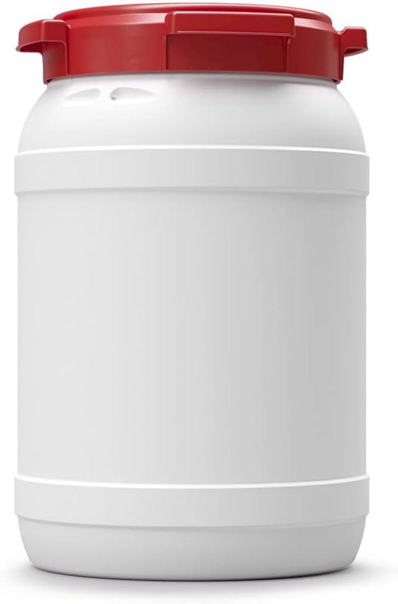 Luchtdichte Opslagbus 20 Liter met Brede Opening - Wit/Rood
