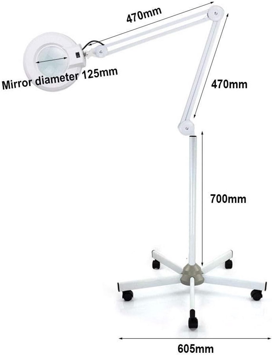 Vergrootlamp met Scharnierarm en 8x Vergroting - Werk- en Leeslamp